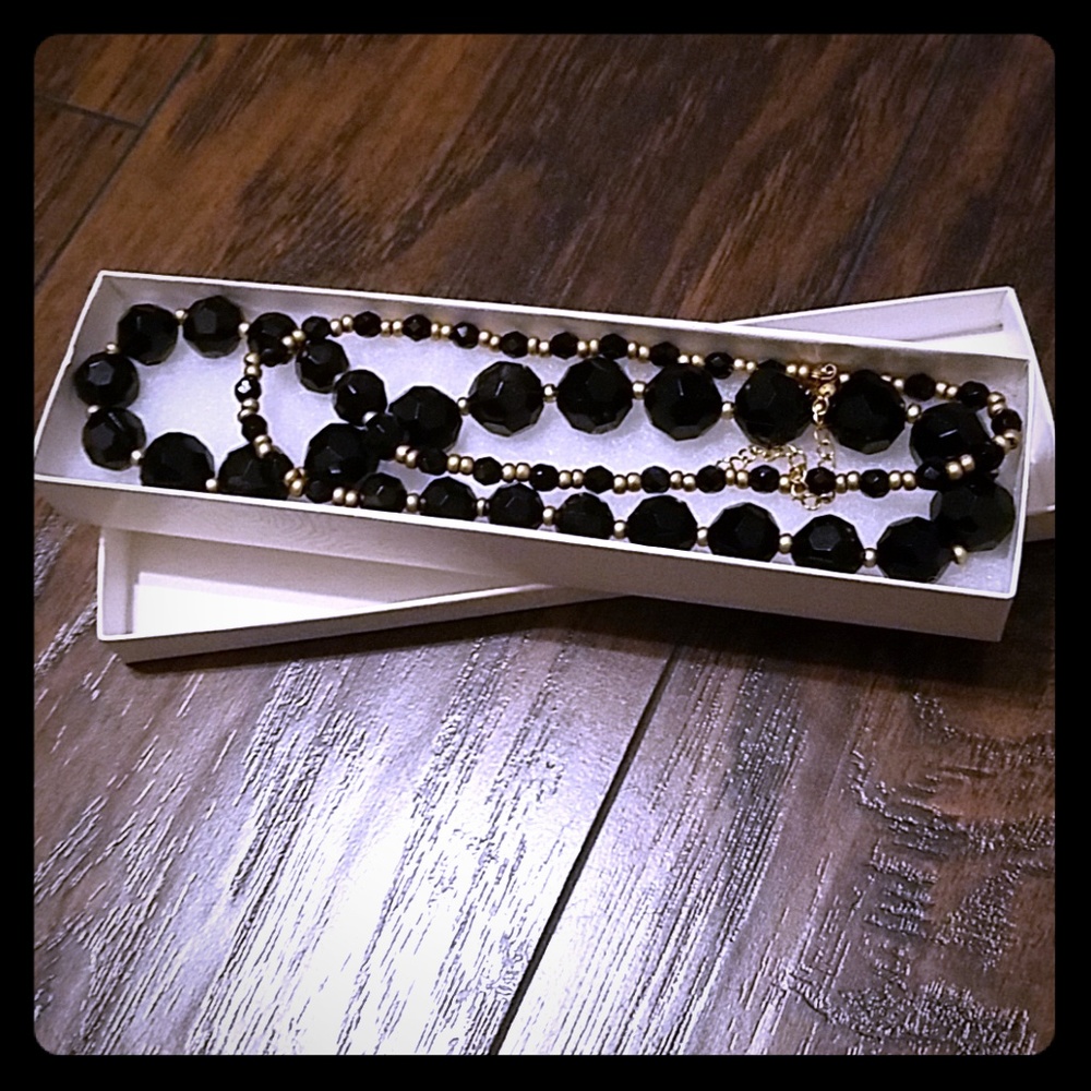 Gold & black geometric necklace